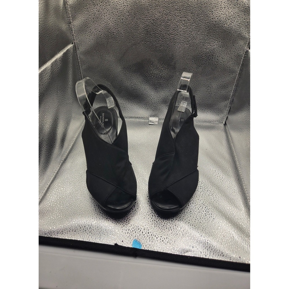 Bandolino B-Flexible Womens Black Slingback Wedge Sandals Open Toe Heels